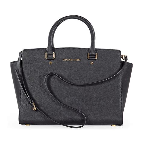 michael kors selma black and white|Selma Saffiano Leather Medium Satchel .